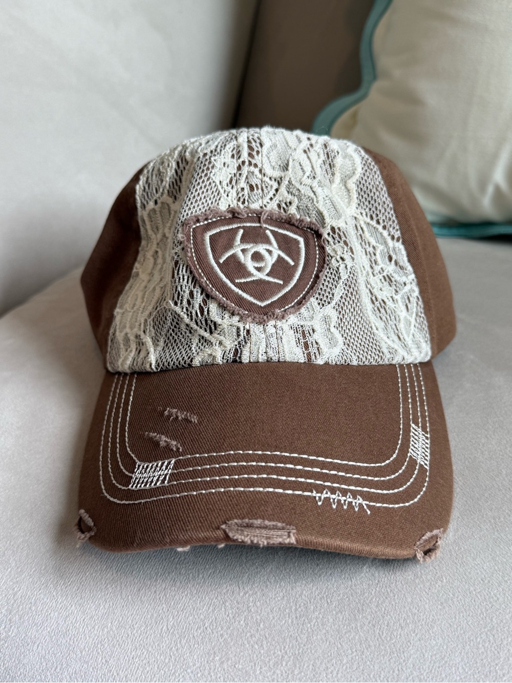 Ariat Brown and Cream Lace baseball Hat